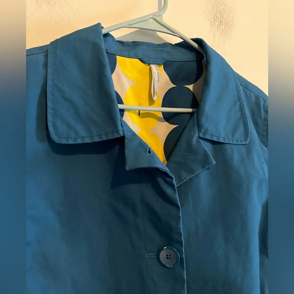 Old Navy Blue 3 Button 100% Cotton Classic Front Pockets Trench Coat XL Preppy - Picture 2 of 13